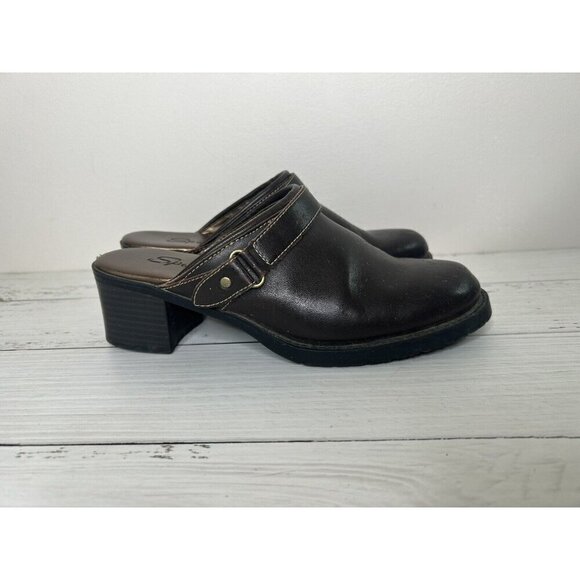 Sporto Slip On Block Heel Clogs Mule Brown Shoes Y2K style Women's Size 6 - Picture 1 of 10